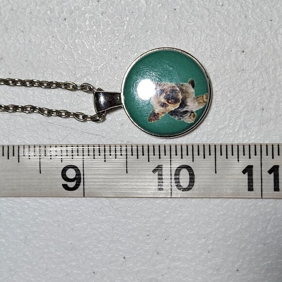 Handcrafted Yorkshire Terrier Dog Portrait Pendant Necklace Yorkie Turquoise - Picture 7 of 7